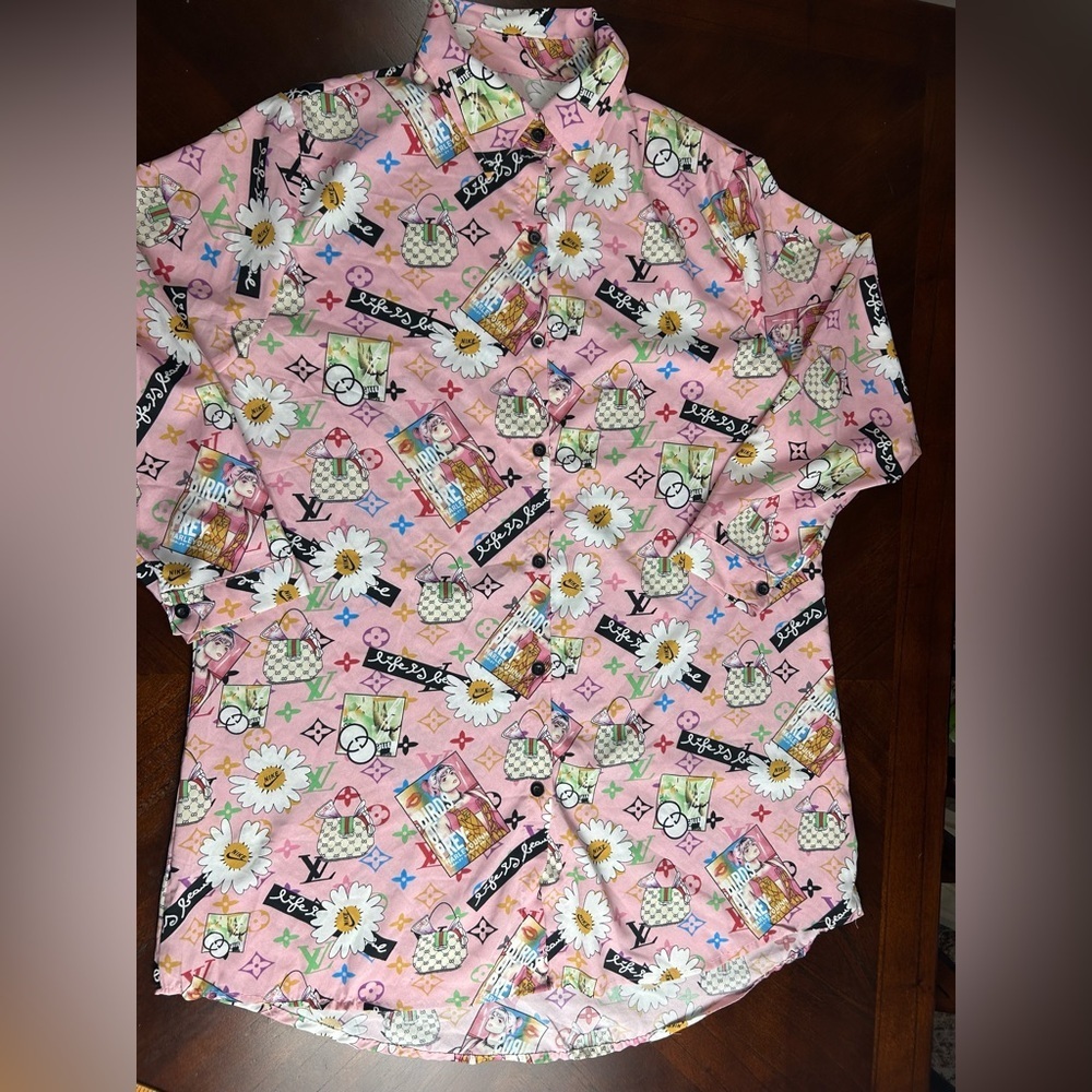 Pink Graphic Blouse